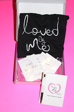 loving me tees love box with t-shirt, journal and affirmations cards